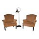 Set of 2 vintage salmon pink armchairs / club chairs