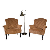 Set of 2 vintage salmon pink armchairs / club chairs