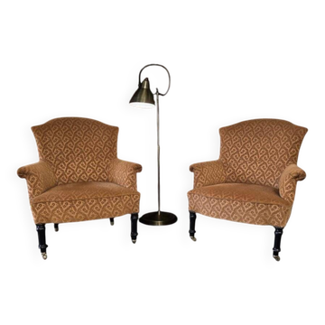 Set de 2 fauteuils vintage rose saumon / fauteuils club