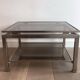 Pair of side tables in brushed steel. Guy Lefèvre for Maison Jansen