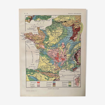 Old geological France map from 1921