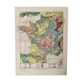 Old geological France map from 1921