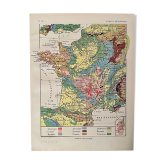 Old geological France map from 1921