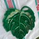 Green enameled ceramic leaf dish, slip, Lunetta vallauris stamps, vintage