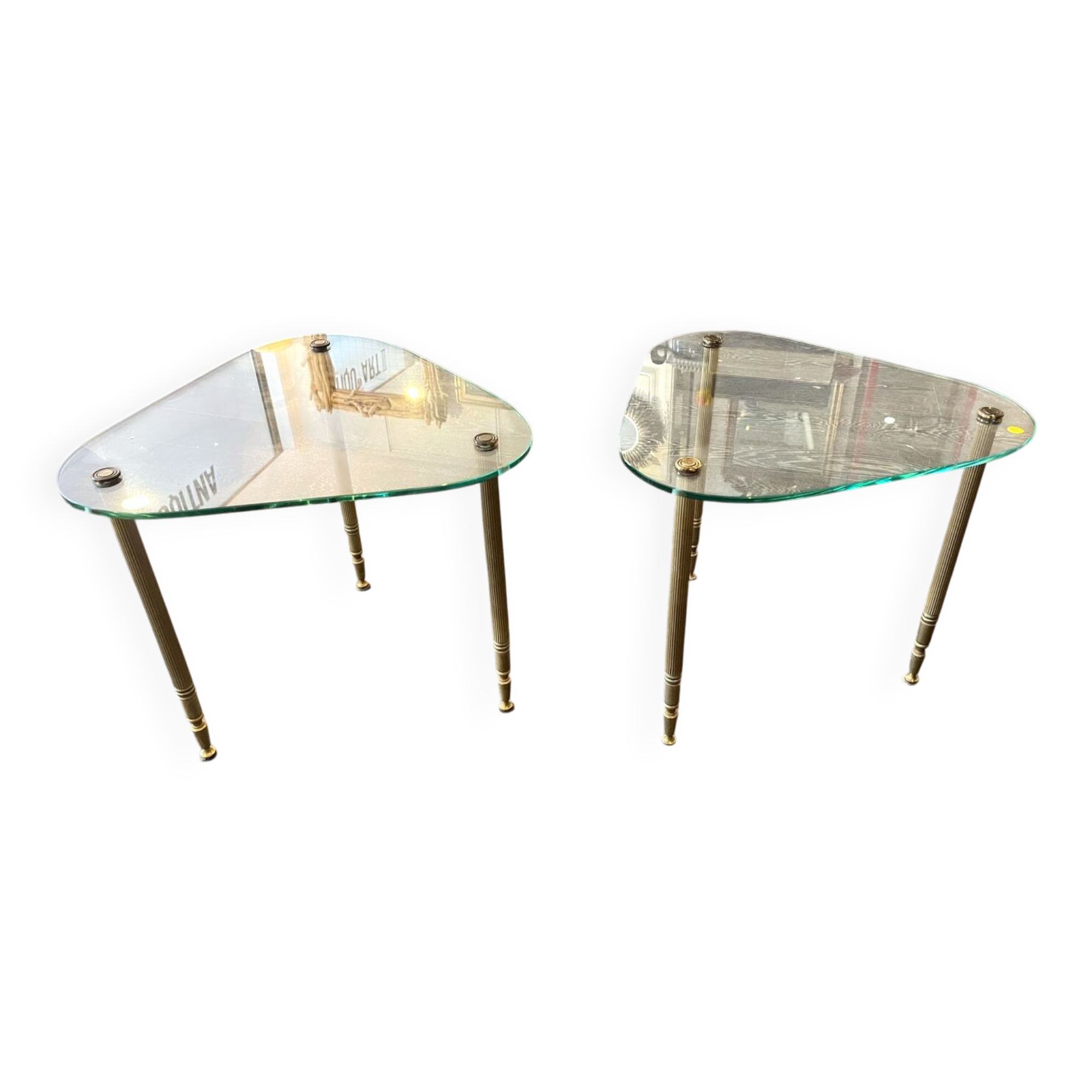 1960s designer glass and metal sofa end table