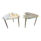 1960s designer glass and metal sofa end table