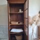 Antique Parisian glass cabinet - bonnet-maker type