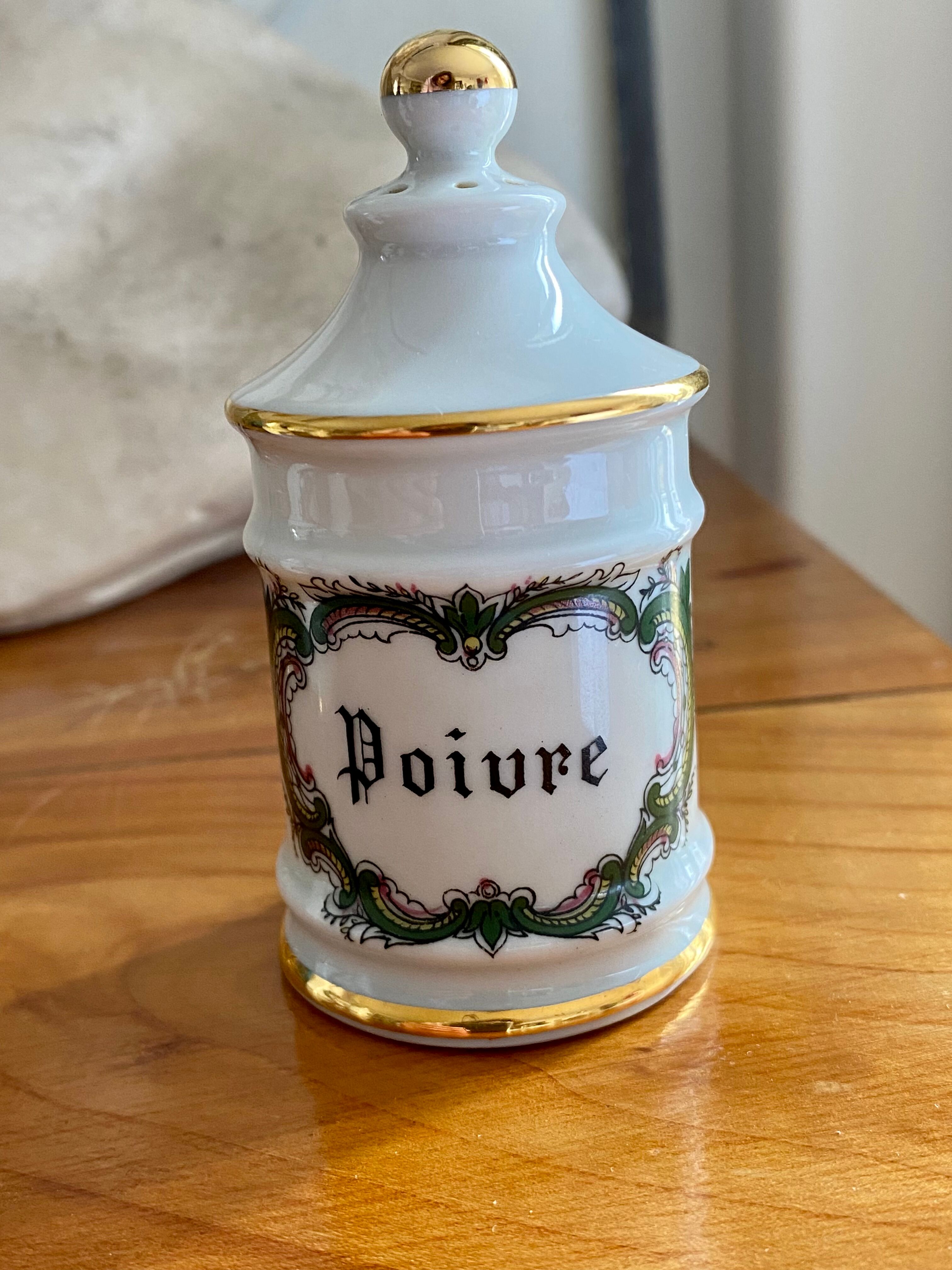 Servant with porcelain condiments Limoges salt pepper mustard