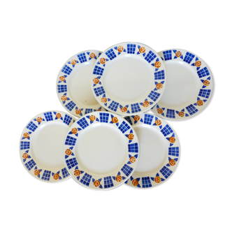 6 dessert plates from the Badonviller factory