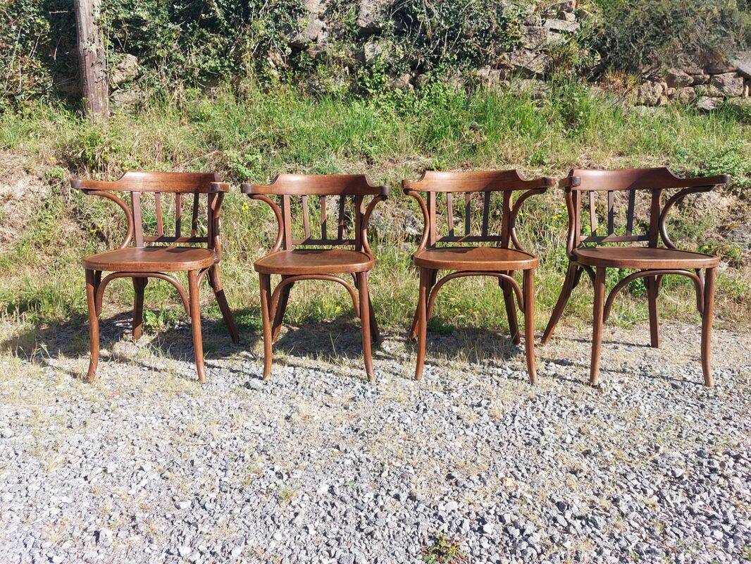 4 Baumann armchairs in bent wood
