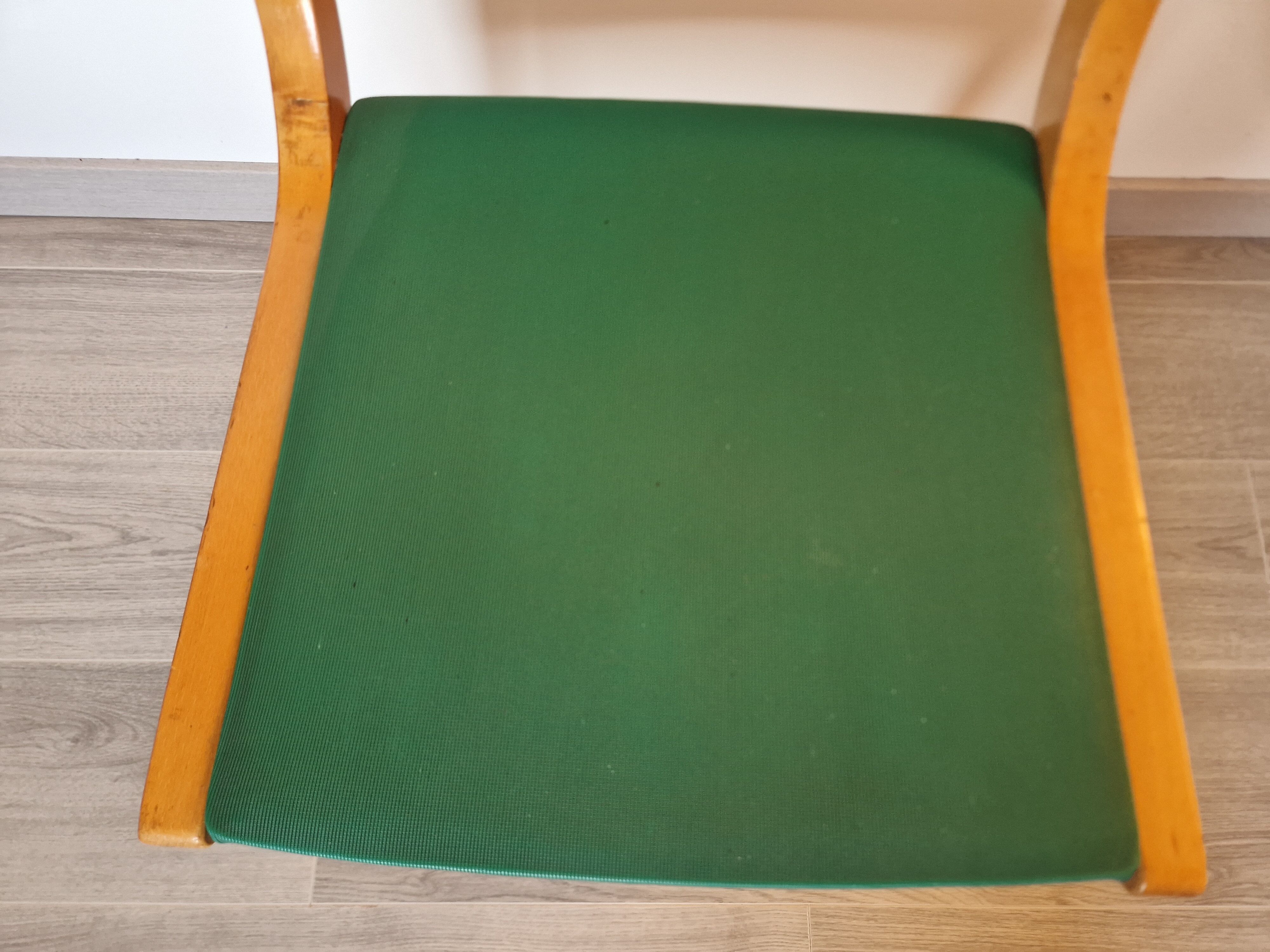 Scandinavian chair vintage beech and green vinyl