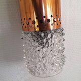 Copper and bubble glass pendant light by veb narva leuchten, germany, year