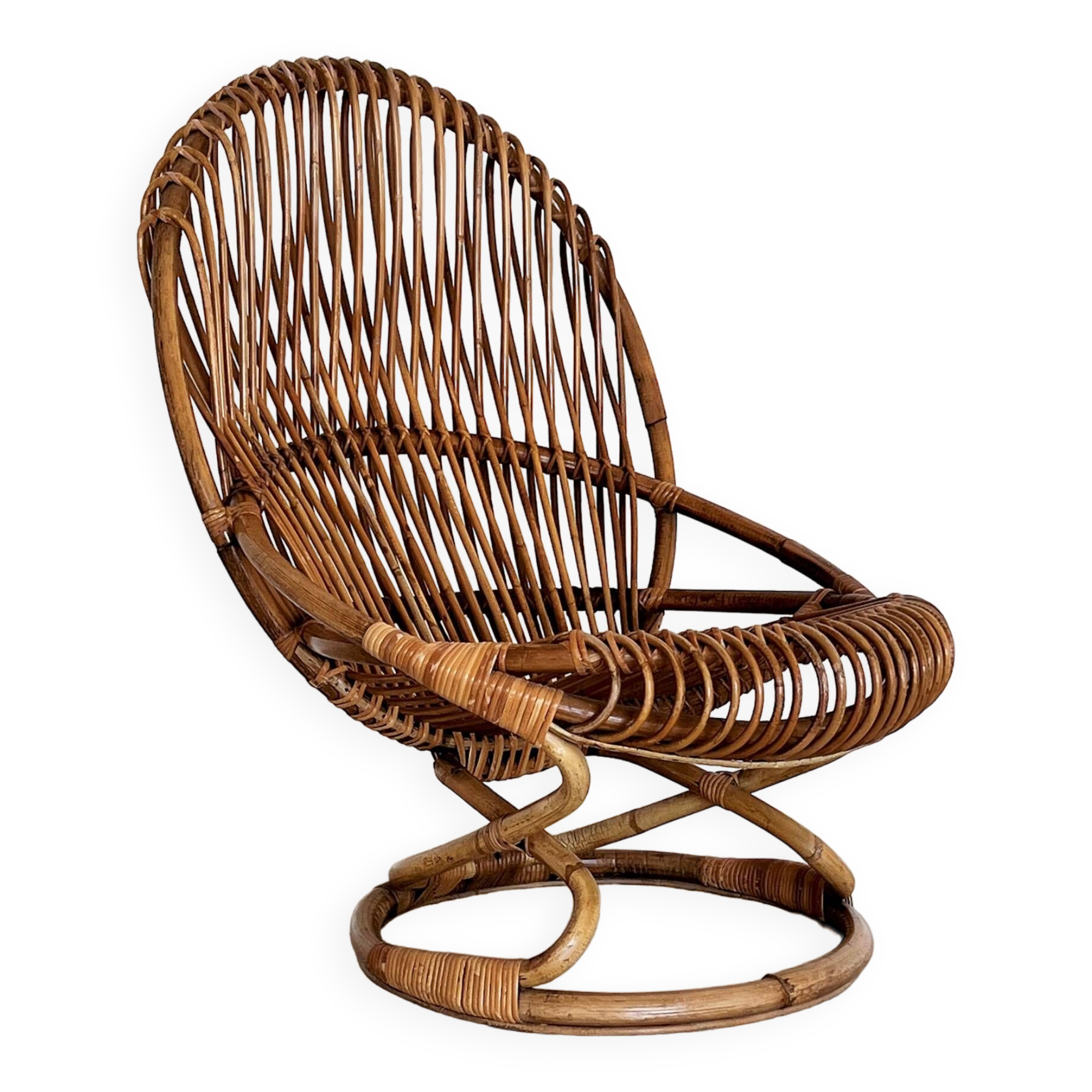 Giovanni Travasa for Bonacina Bamboo Lounge Chair, 1950s