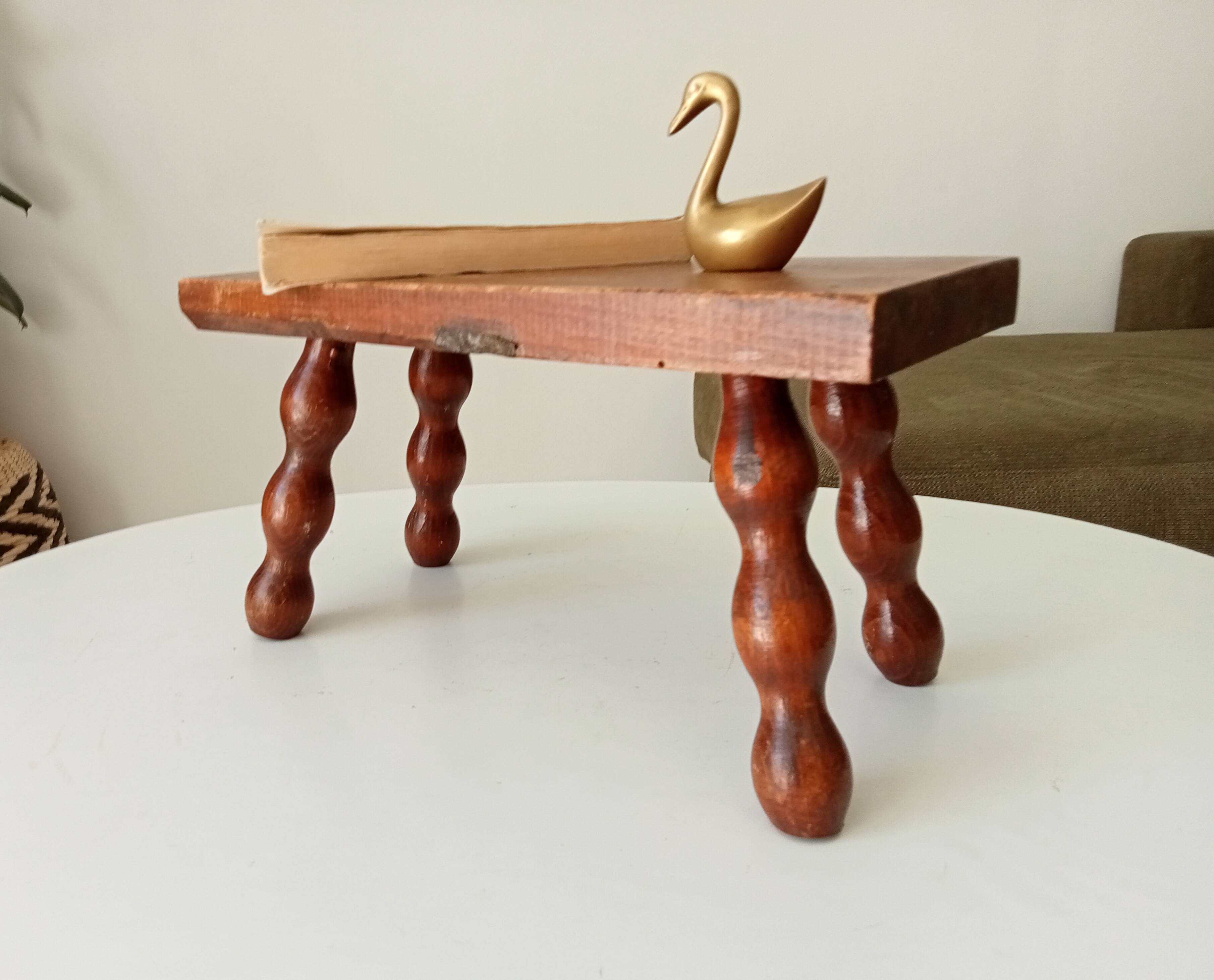 Vintage Bobbin Wood Plant Stool