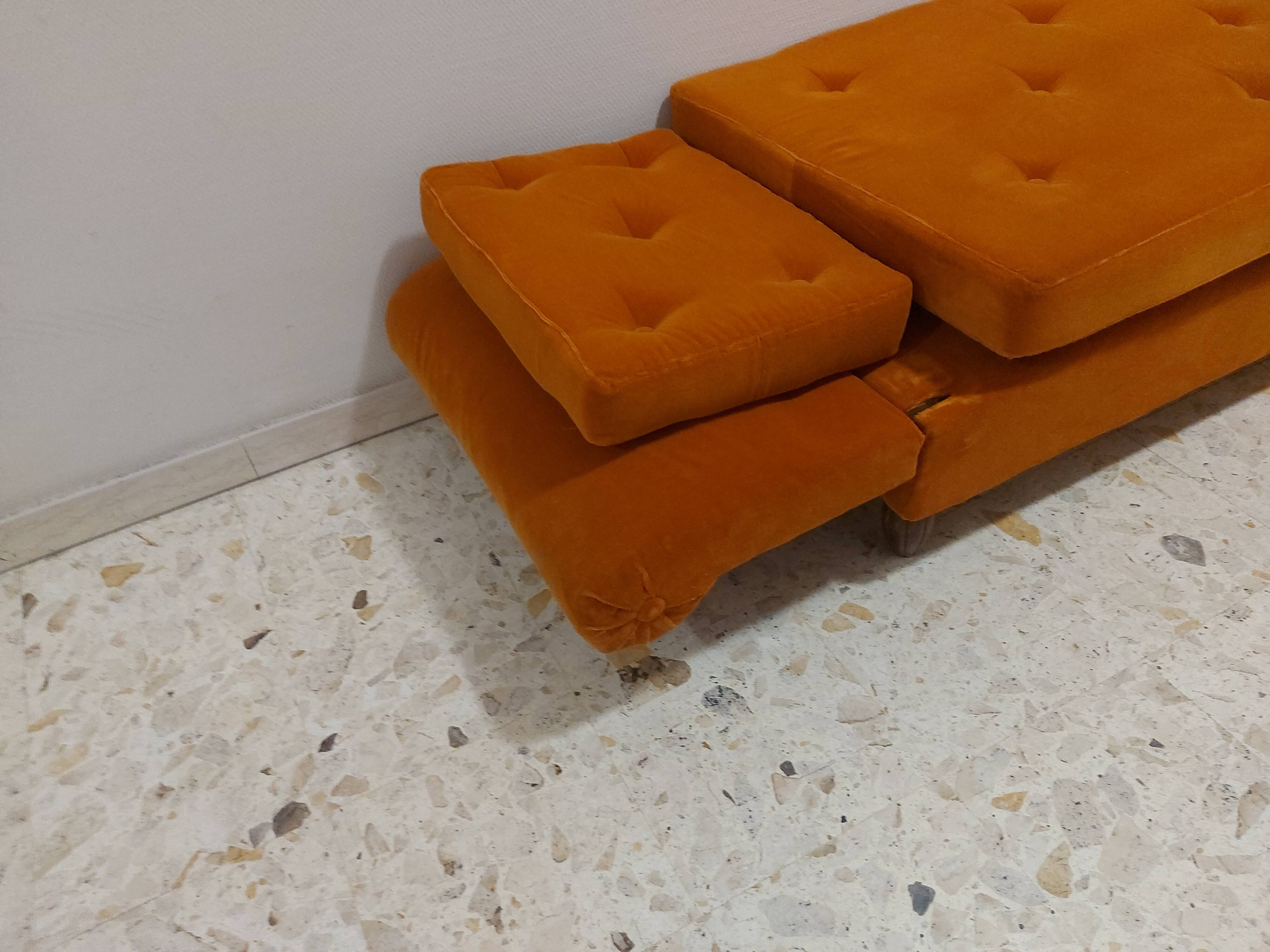 Sofa, daybed art deco, orange velvet