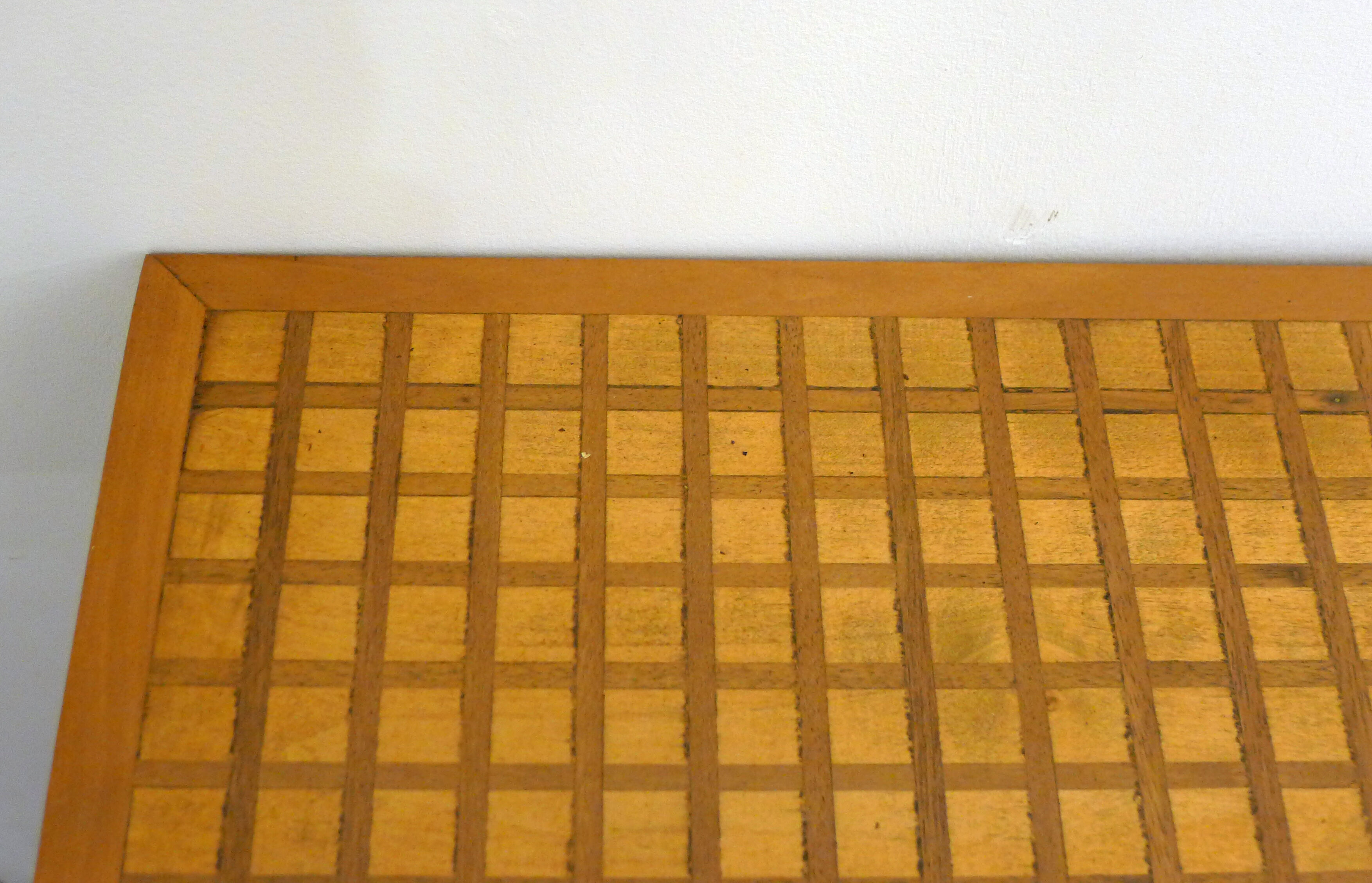 Mid-century grid coffee table, in wood & marquetry