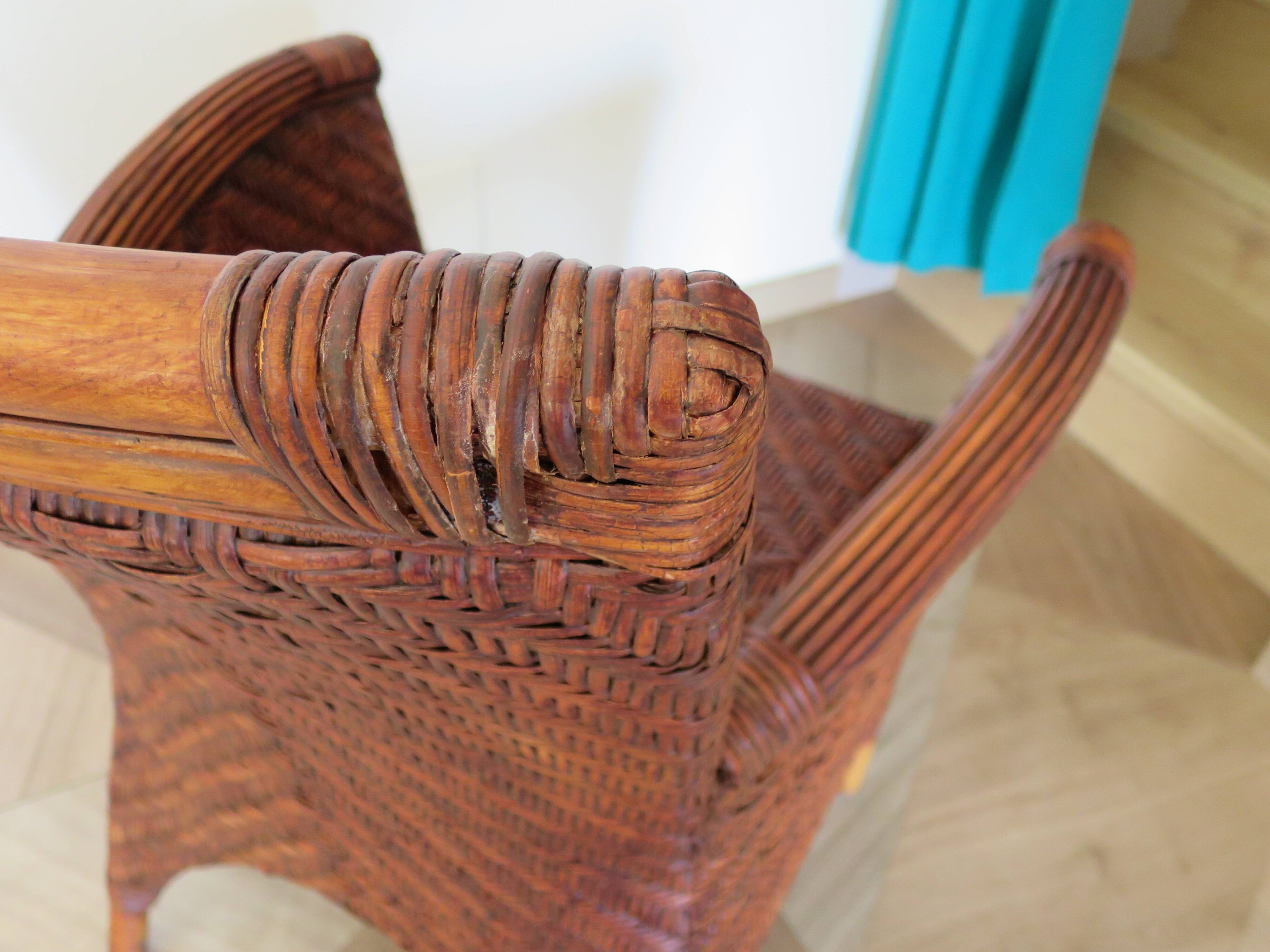 Woven rattan armchair, 1980s