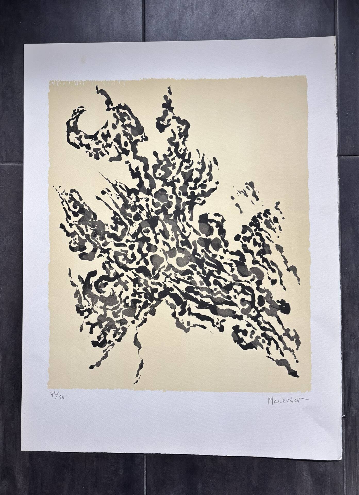 Original Abstract Lithograph by Alfred Manessier. School of Paris. 50