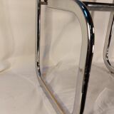 Vintage side table in chrome and smoked glass