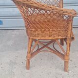 Children's chair in rattan and wicker