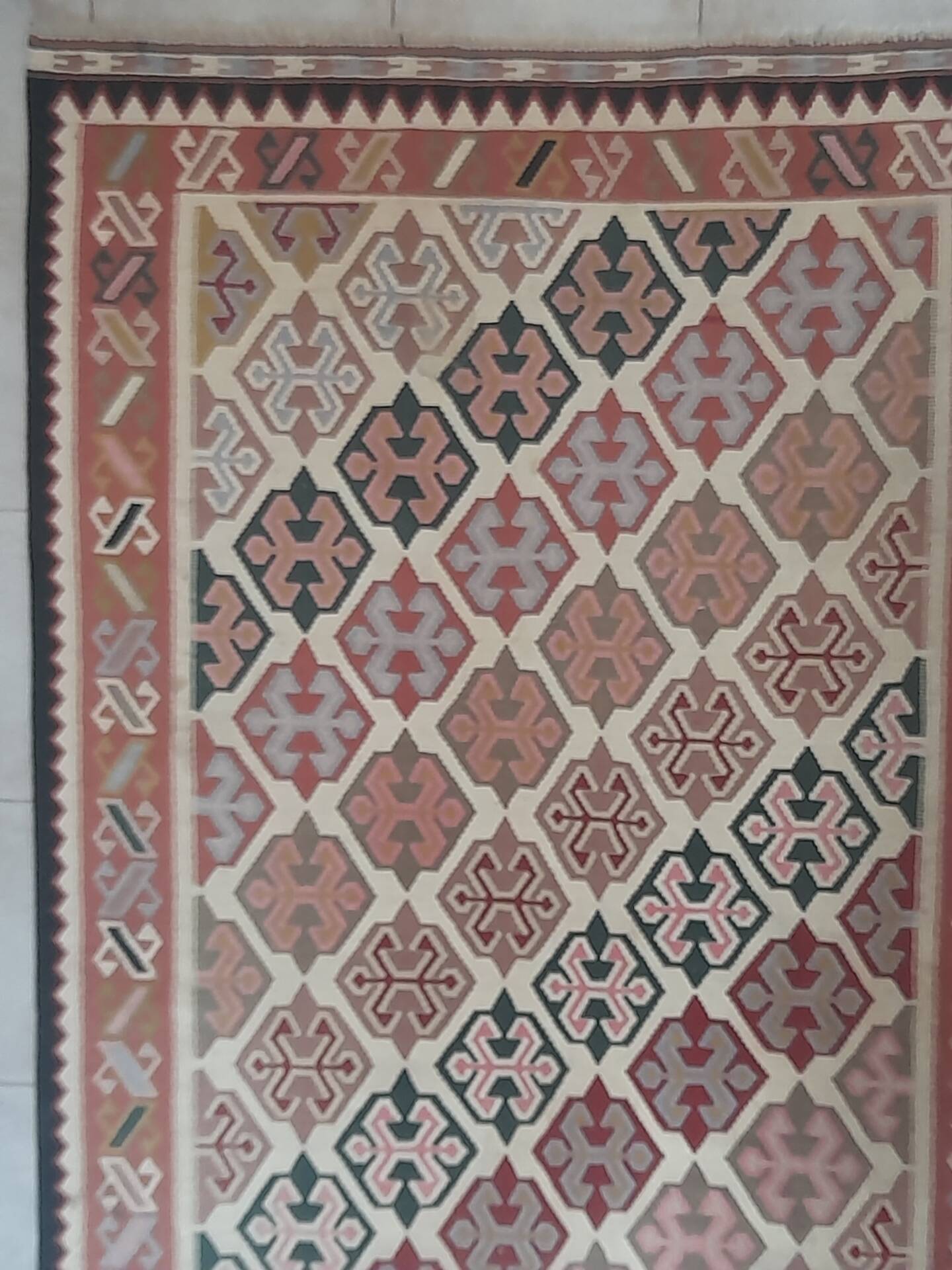 Large geometric kilim rug pure wool 160 x 290 cm