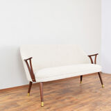 Mid-Century Norwegian Teak & Boucle Sofa, 1960s.