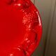 Large vintage oval ceramic platter XL from the 1980s - red glaze - fruit relief - Mid-Century design - Italy