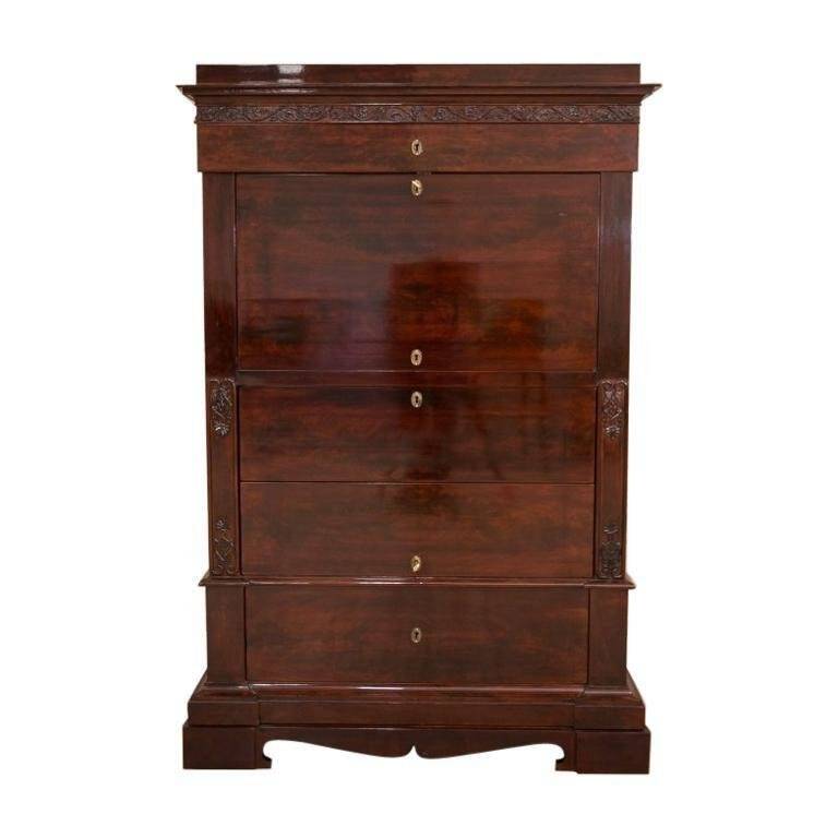 Biedermeier Mahogany Secretary Desk, 1860