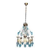 Vintage Chandelier with Crystal Drops, Italy, 1960s