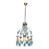 Vintage Chandelier with Crystal Drops, Italy, 1960s