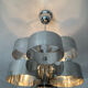 Chrome metal Space Age Sciolari chandelier from the 1970s.