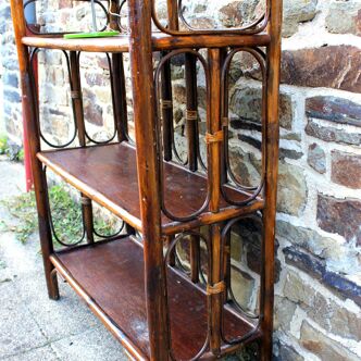 Rattan wicker shelf 3 floors 1970 library