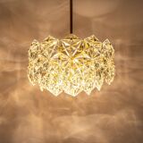 Small chandelier, brass and crystal glass by Kinkeldey, Germany, 1970s.