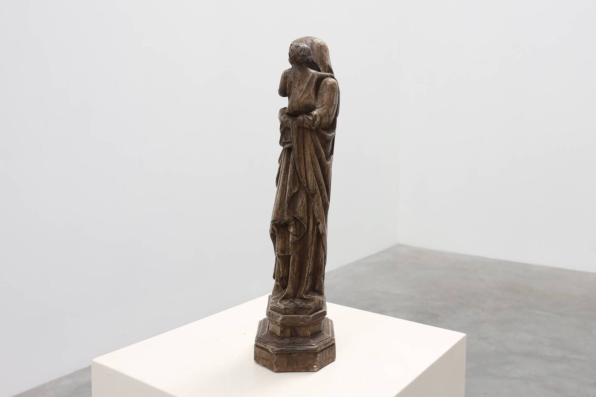 19th Century Belgian Madonna and Child Statue on Octagonal Base, Belgium