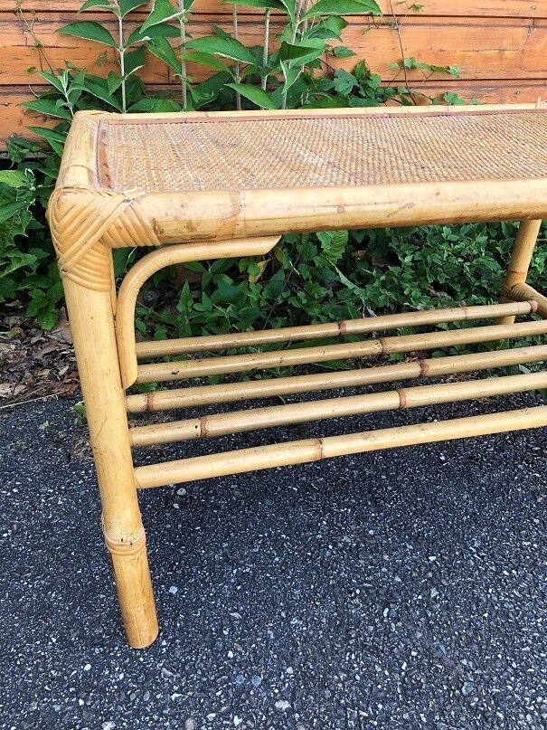 Vintage coffee table in bamboo and rattan