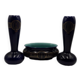 Garniture de cheminee Sarreguemines en faience