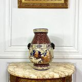 Glazed ceramic vase of the School of Bien-Hoa, Decorations of sages, circa 1930
