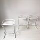 Set of three white and chrome bar stools by Thema Italy to the 1970s