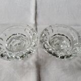 2 low crystal candlesticks