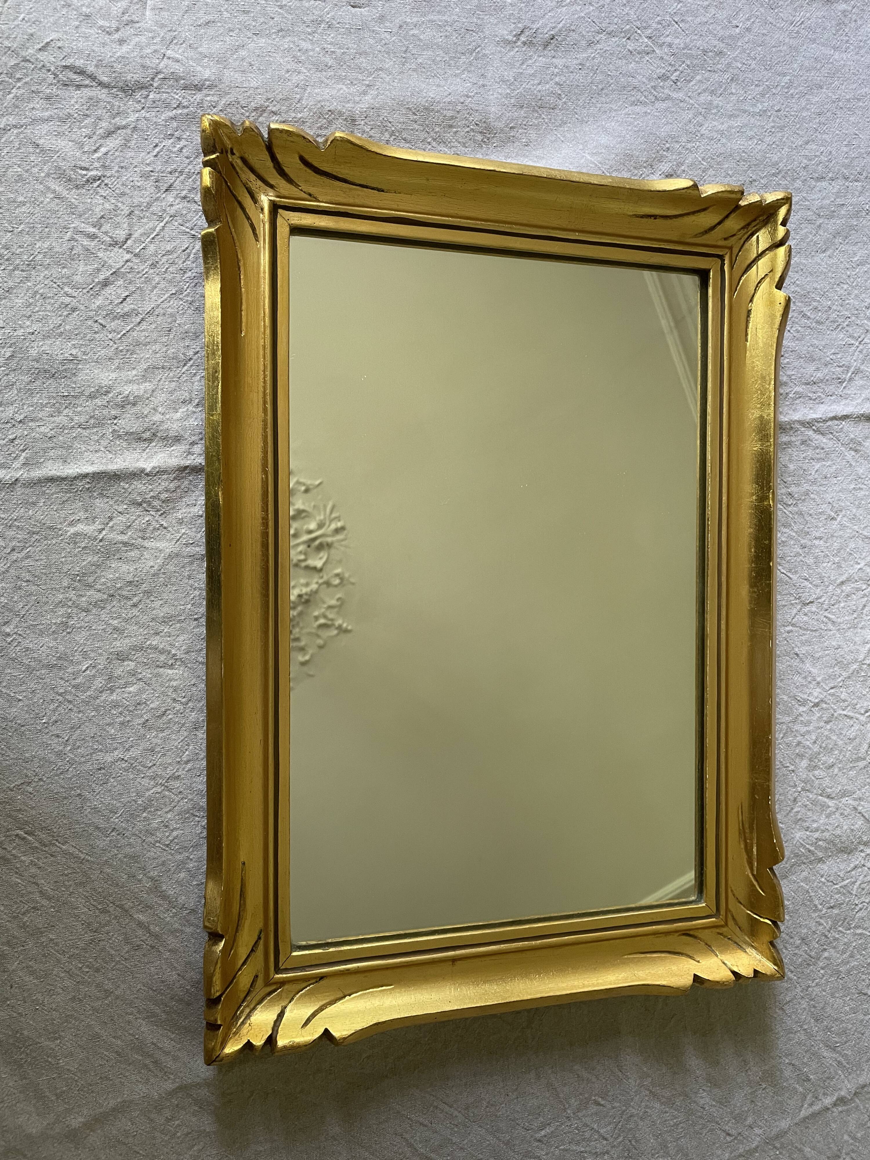 Vintage rectangular mirror in gilded wood h49 xl35