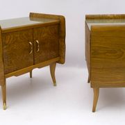 Pair of Art Deco Italian Bedside Tables White Ash Briar, 1920s
