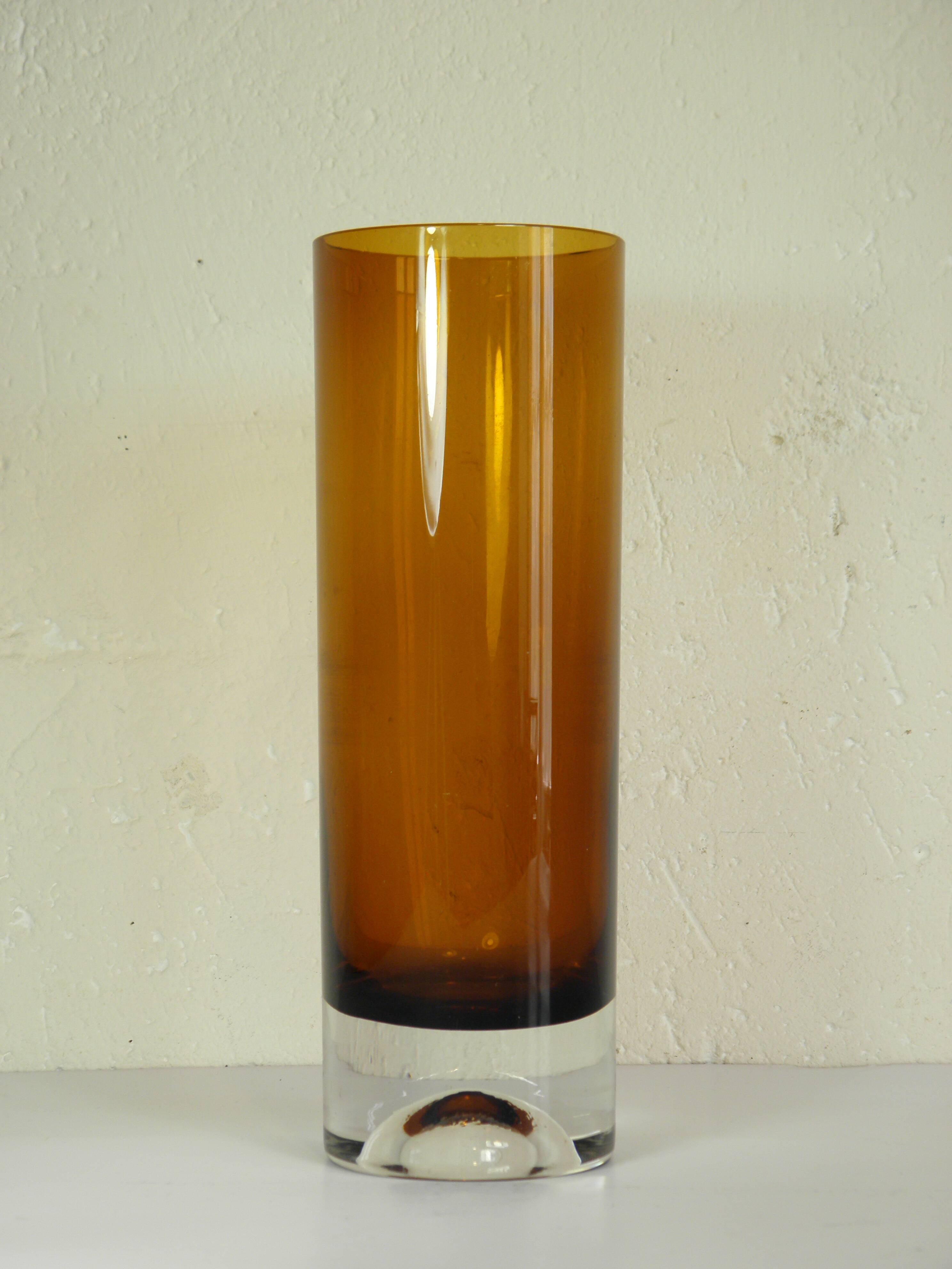 Amber glass vase 25 cm 1970s