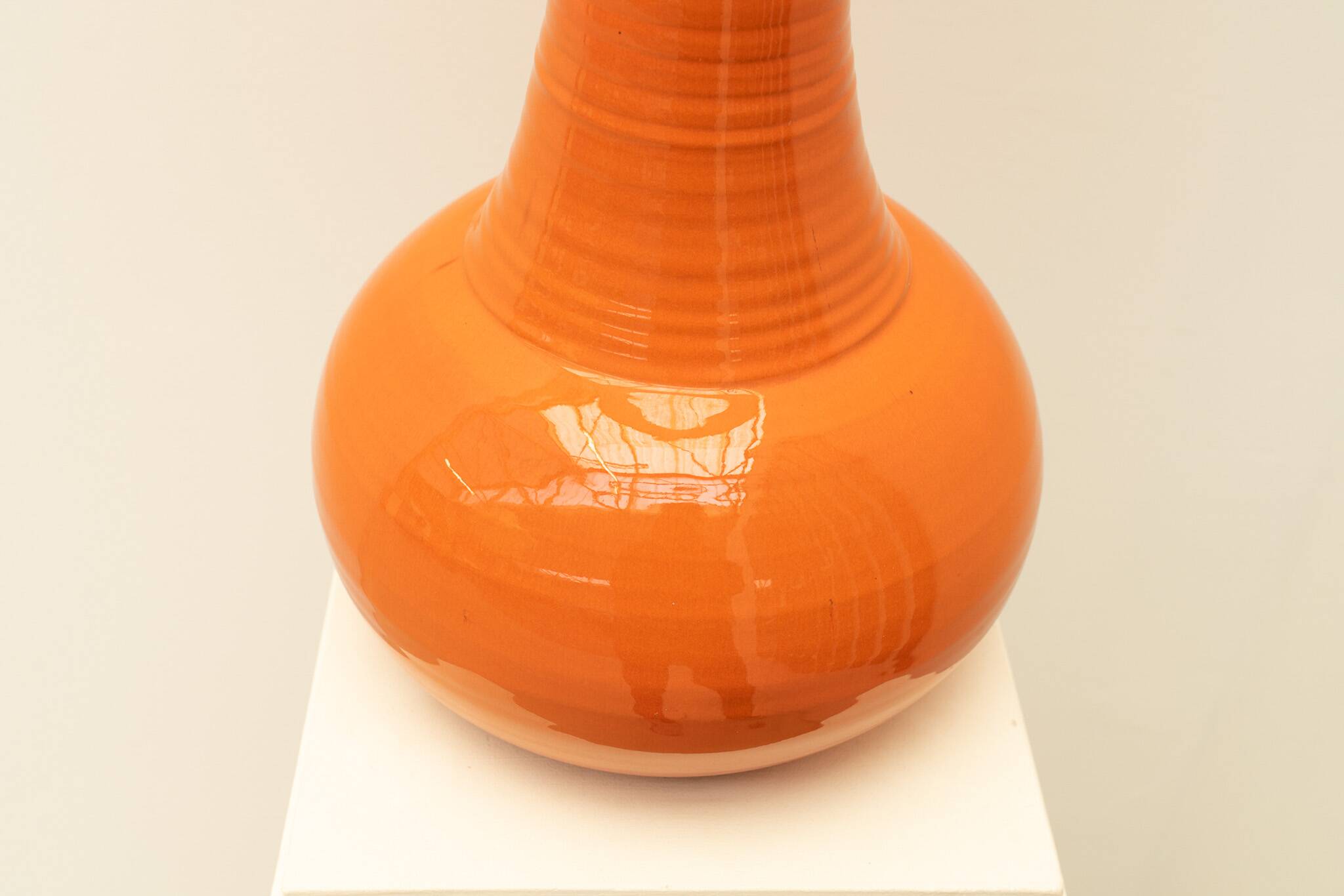 Orange ceramic table lamp, France 1970s