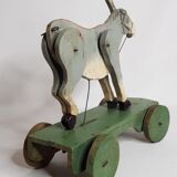 Ancien jouet articulé à tirer 27 cm, âne, 1900