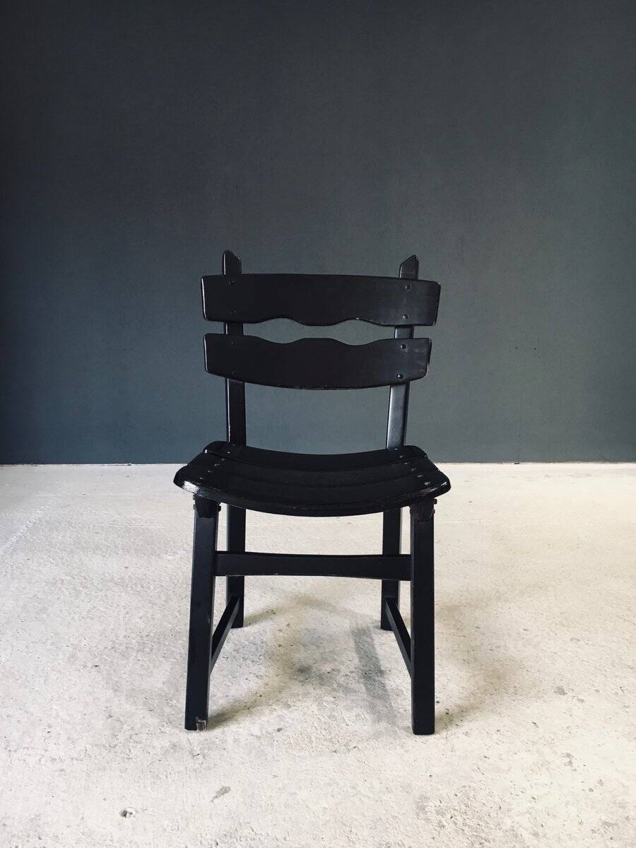 Brutalist dining chairs by Dittmann for Awa Radbound, Netherlands, 1970s, set of 6.