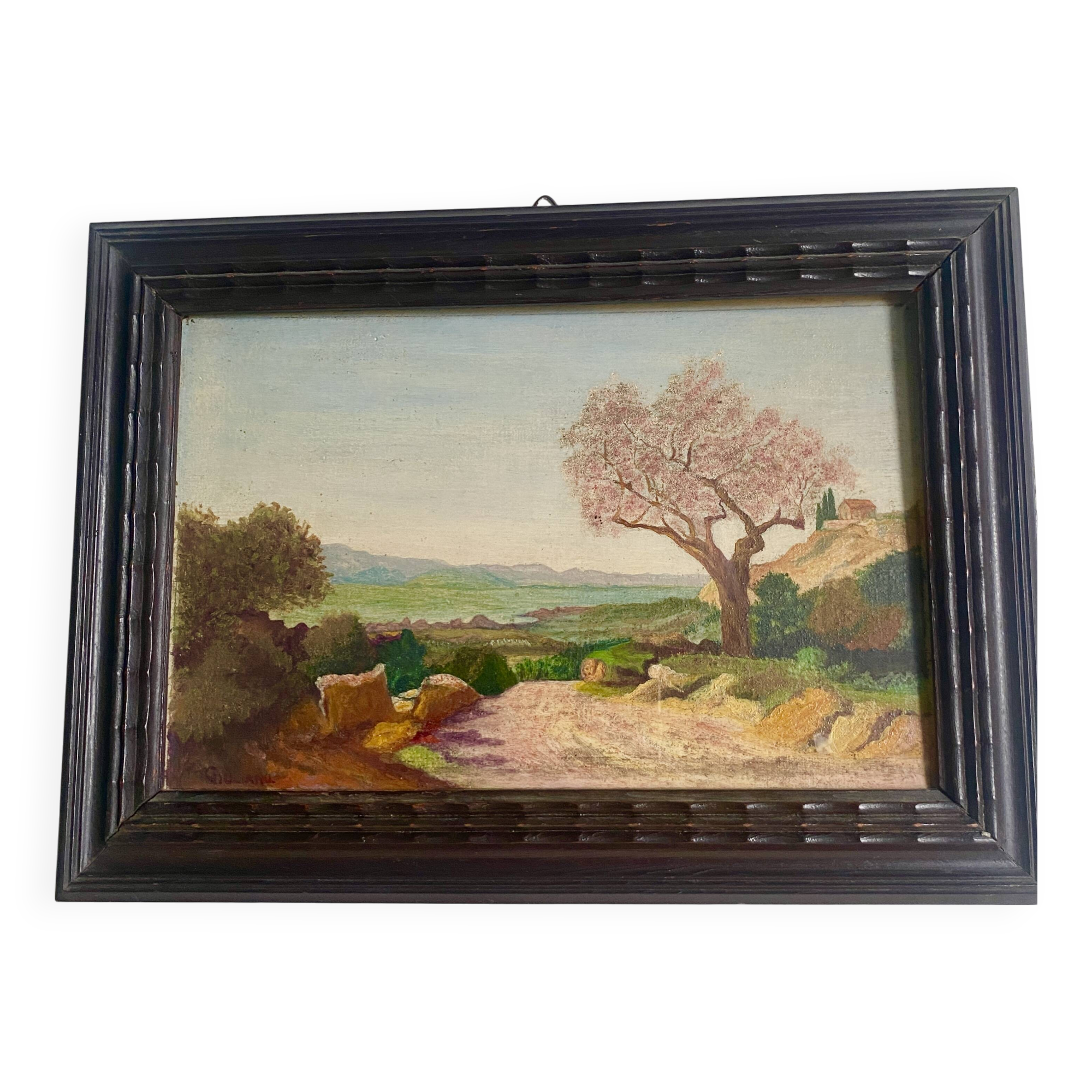 Oil, glazed wooden frame