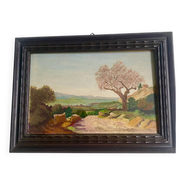 Oil, glazed wooden frame