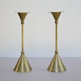 Pair of brass candlesticks, Memphis style