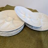 Set of 6 white porcelain oyster plates from Pillivuyt