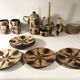 Vintage 24-piece ceramic coffee set from Sgrafo Modern, 1960s, Set of 24